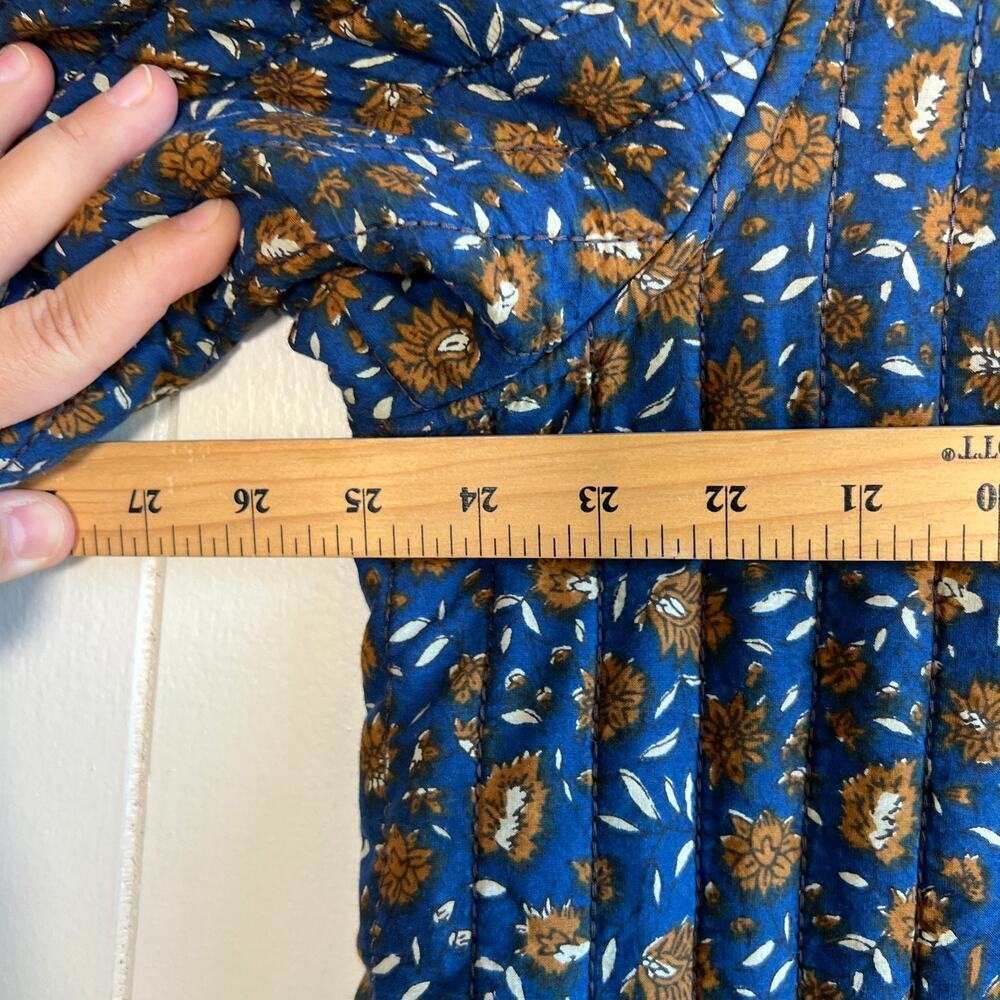 Handmade Quilted Navy Floral Open Jacket Granny Jacket - Picture 7 of 8